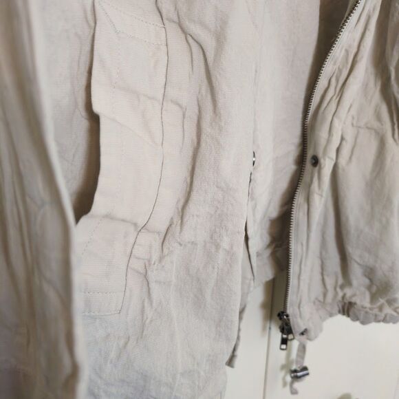 Eileen Fisher Women's XL Rumpled Jacket Cotton Lightweight Tan Cream Coat - Picture 3 of 5